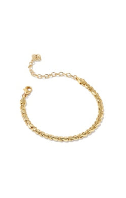Add some artisanal texture to your bracelet collection with the Brielle Chain Bracelet in Gold. With its distinctively shaped links and an all-metal finish, this piece pairs well with other bracelets or can shine on its own.  Gold  6.5'L, 0.19'W WITH 1"L EXTENDER