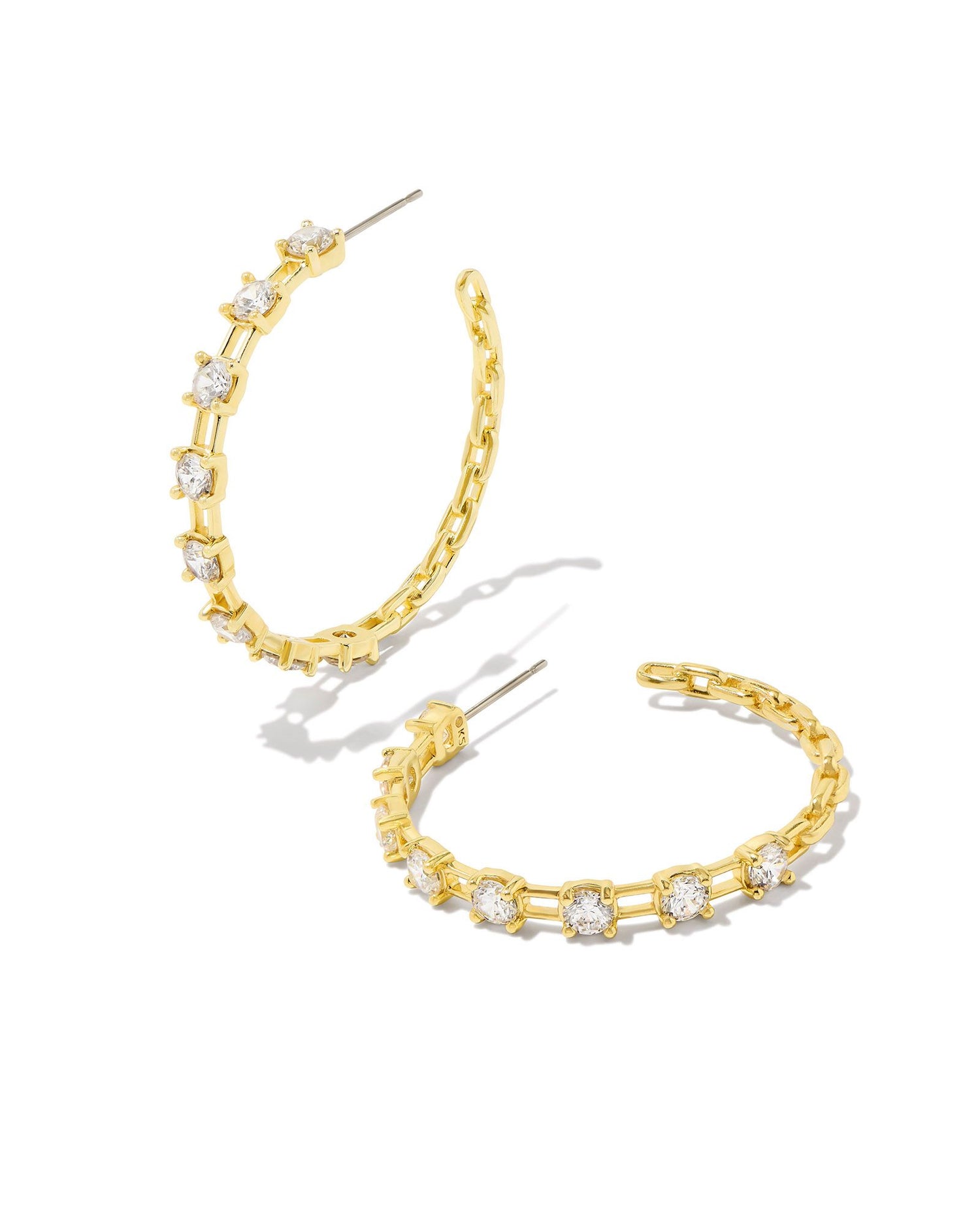 gold crystal studded hoop earrings