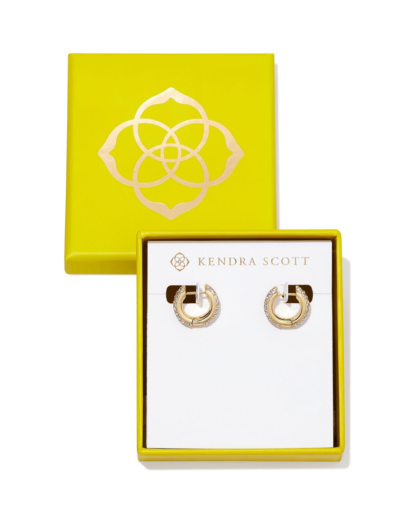 Kendra Scott Boxed Mikki Gold Pave Huggie Earrings