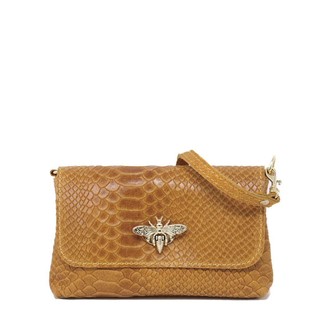 Genuine Italian Leather Bumble Bee Crossbody Bag
