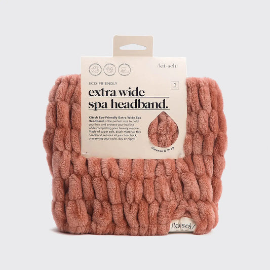 etxra wide spa headband in color terracotta