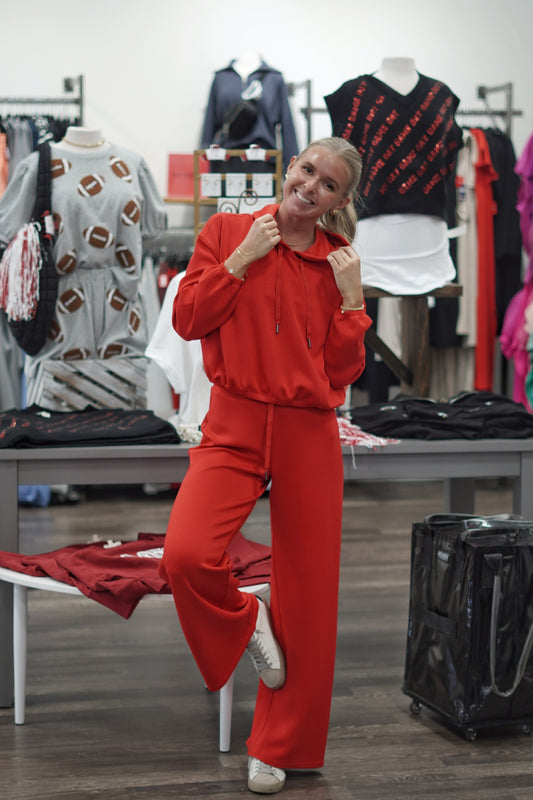 Spanx Air Essentials Cropped Hoodie in Red