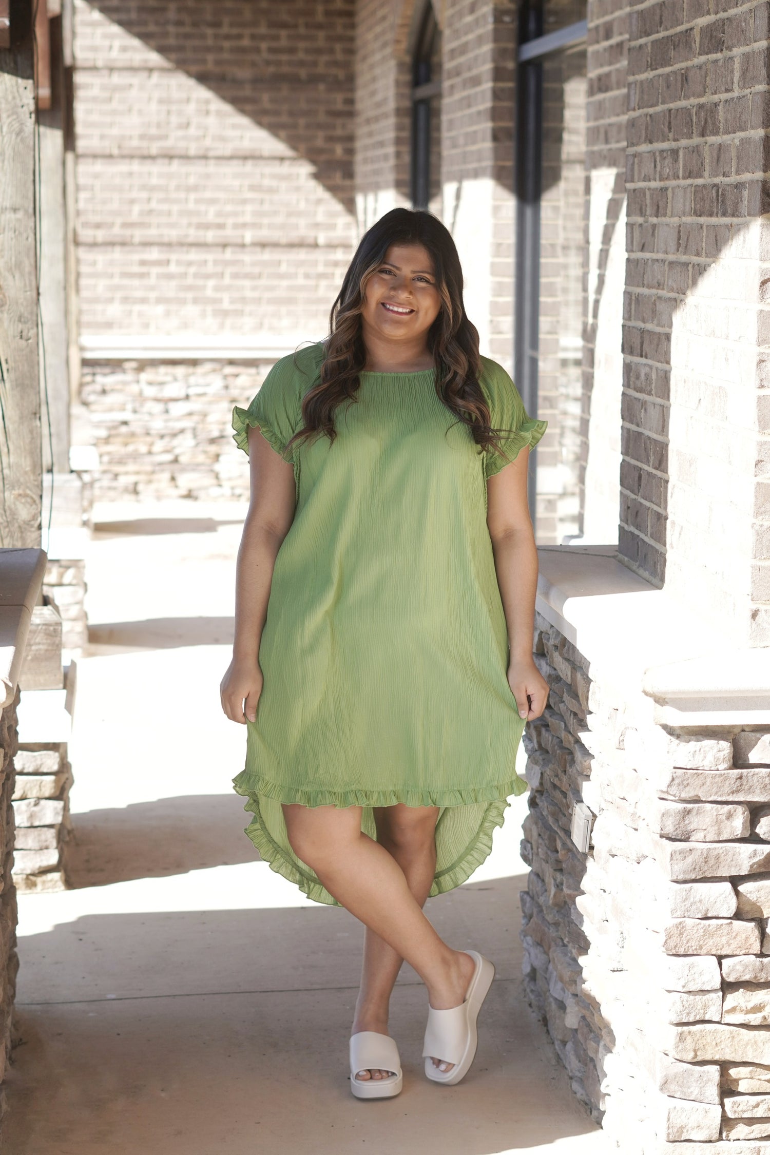 Tilly Textured Ruffle Dress – Allie and Me Boutique