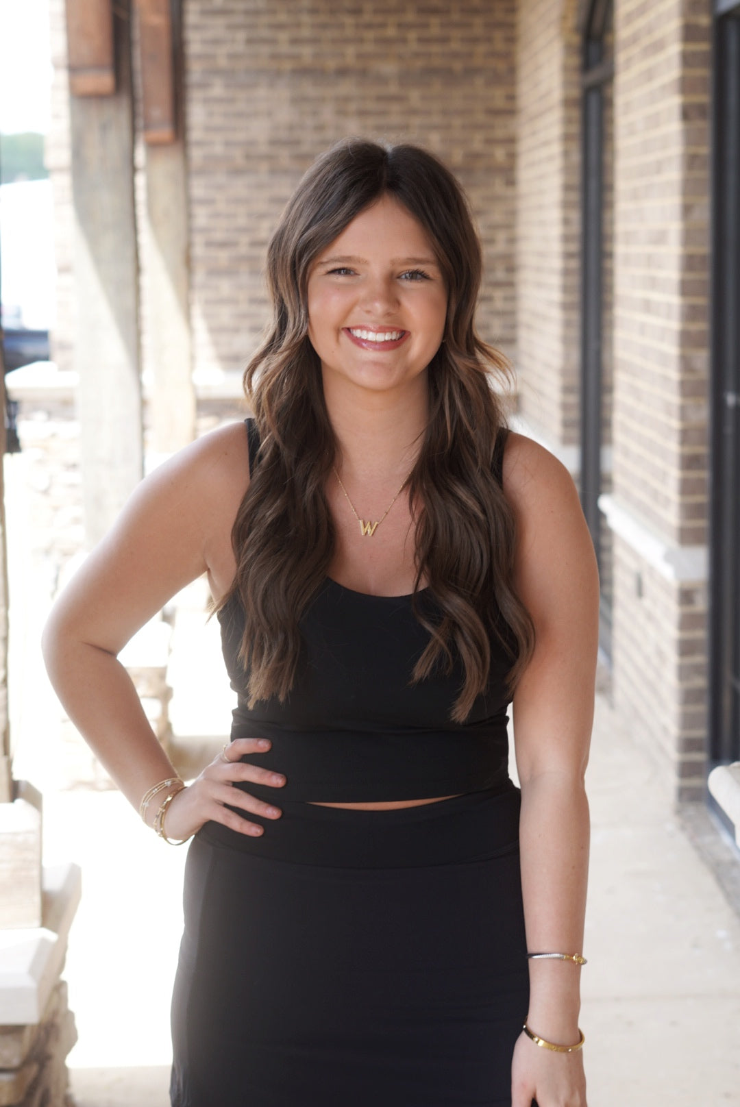 Everyday Athletic Tank Top, Round Neckline, Sleeveless, Double Back Straps, Black Color, Cropped, Built In Bra Pads, Fitted