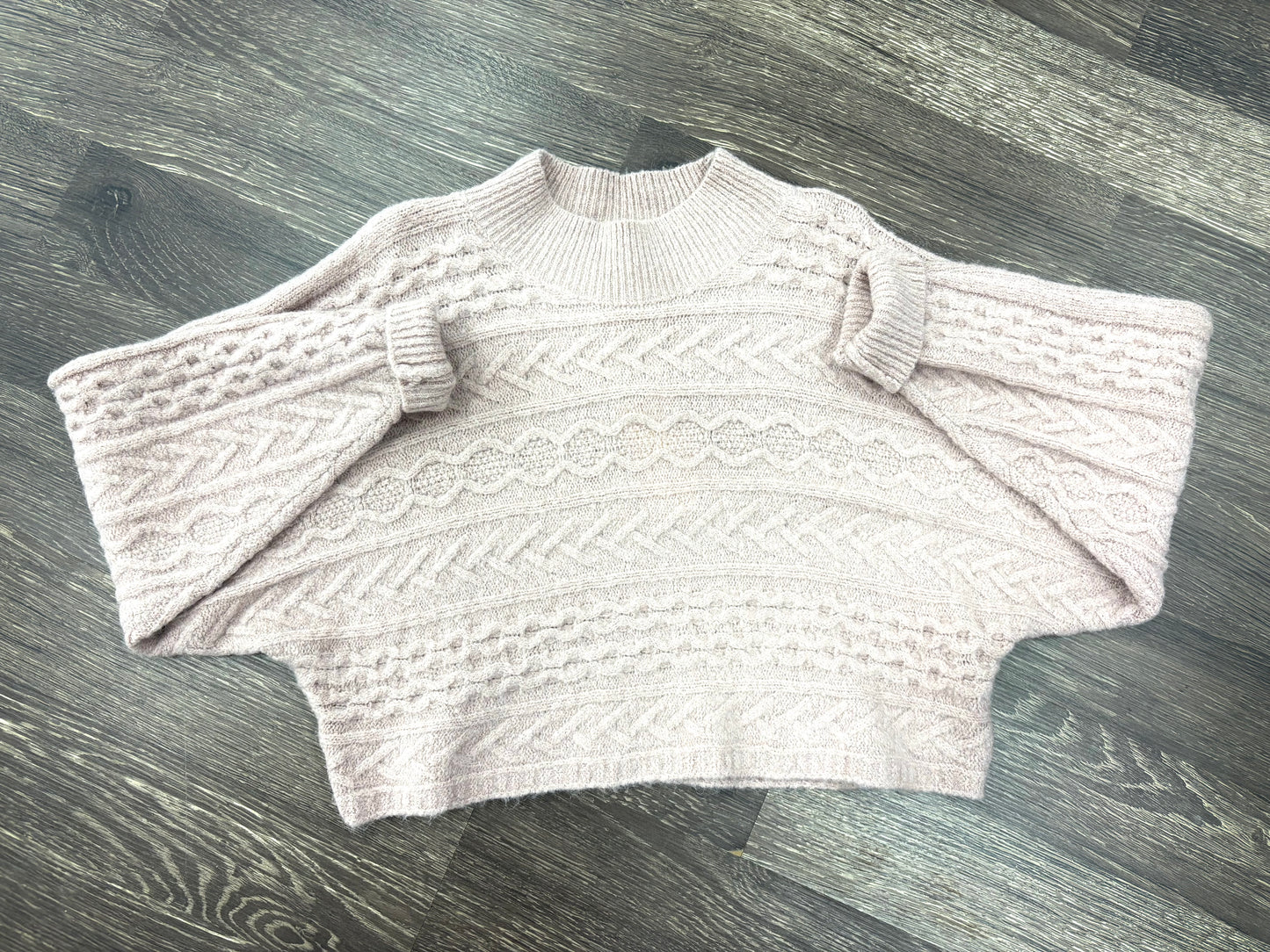 cropped mock neck knit sweater in the color rose