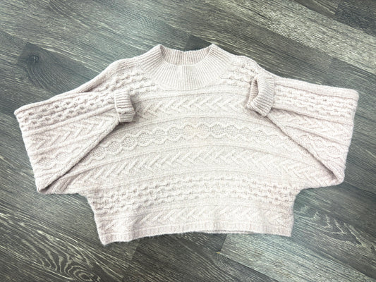 cropped mock neck knit sweater in the color rose
