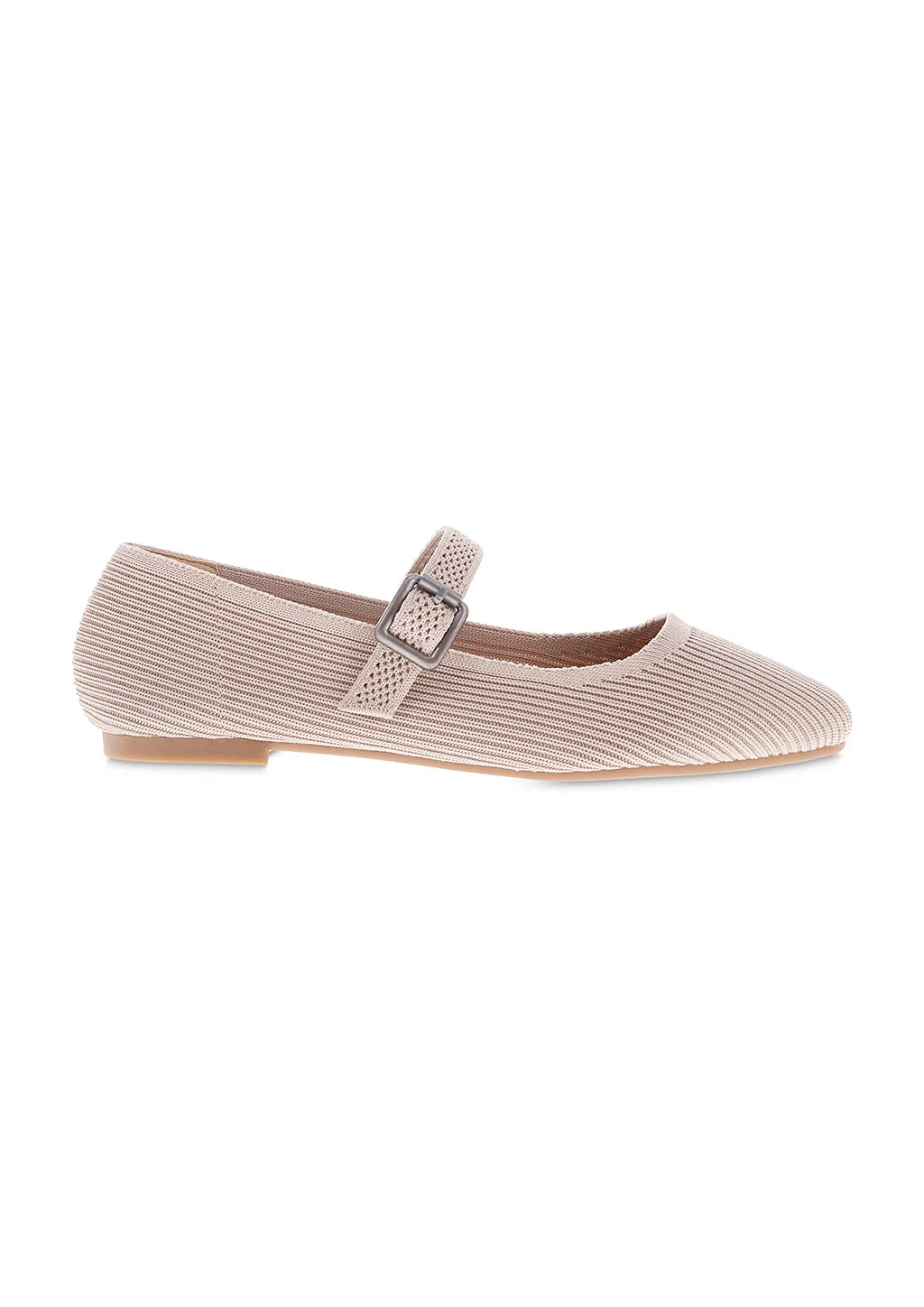  Mary-Jane flat, round almond toe, flexible strap for a secure fit, breathable stretch-knit material
Color: Oatmeal