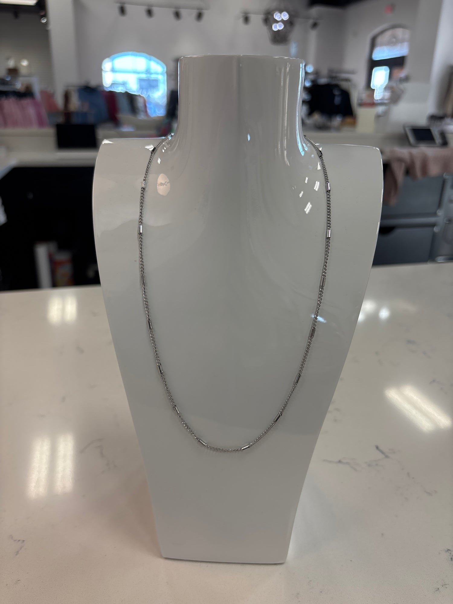 Silver satellite chain necklace