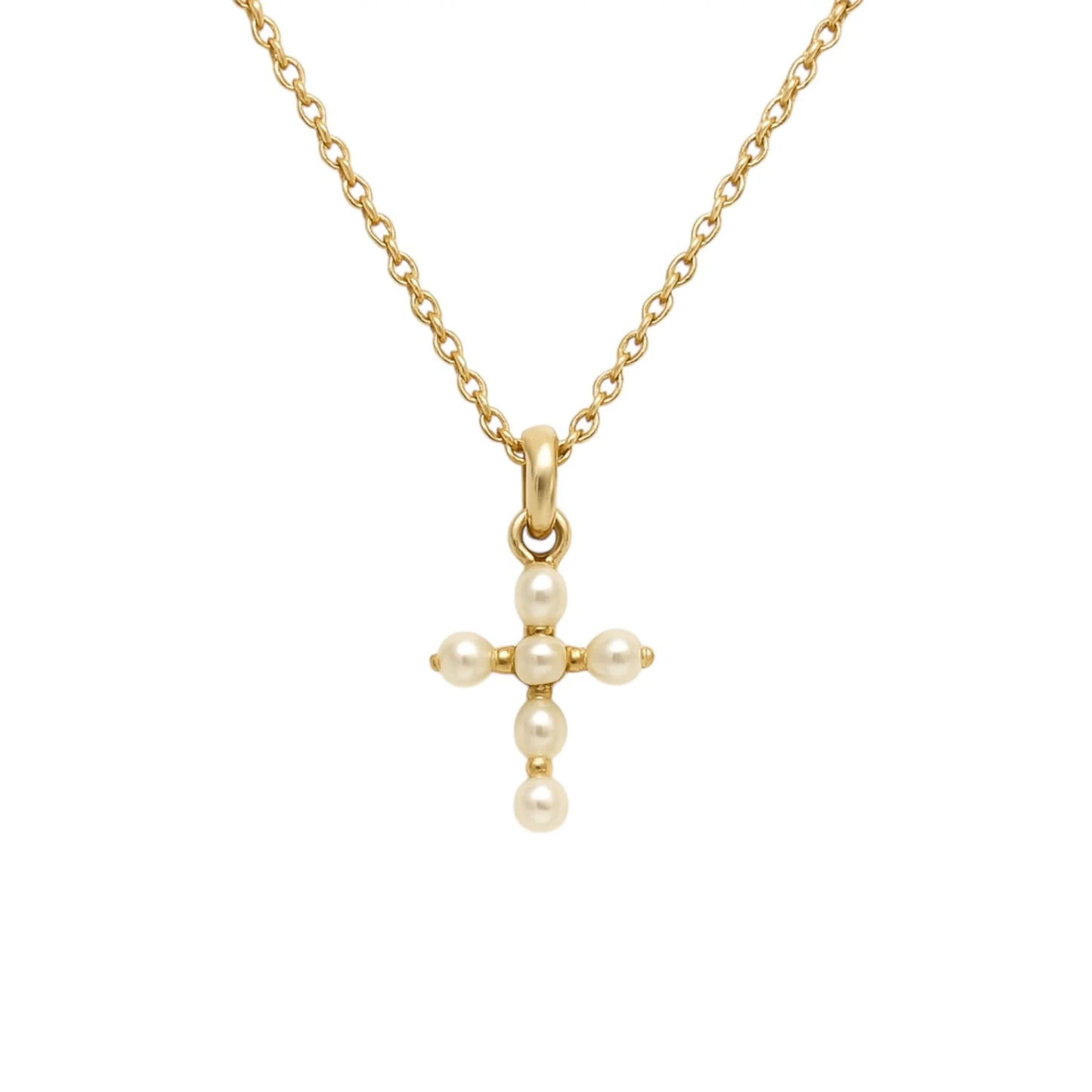 RACHEL | PEARL CROSS CHARM NECKLACE