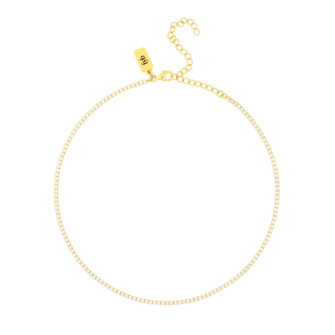 gold tennis choker adjustable necklace with clasp closure