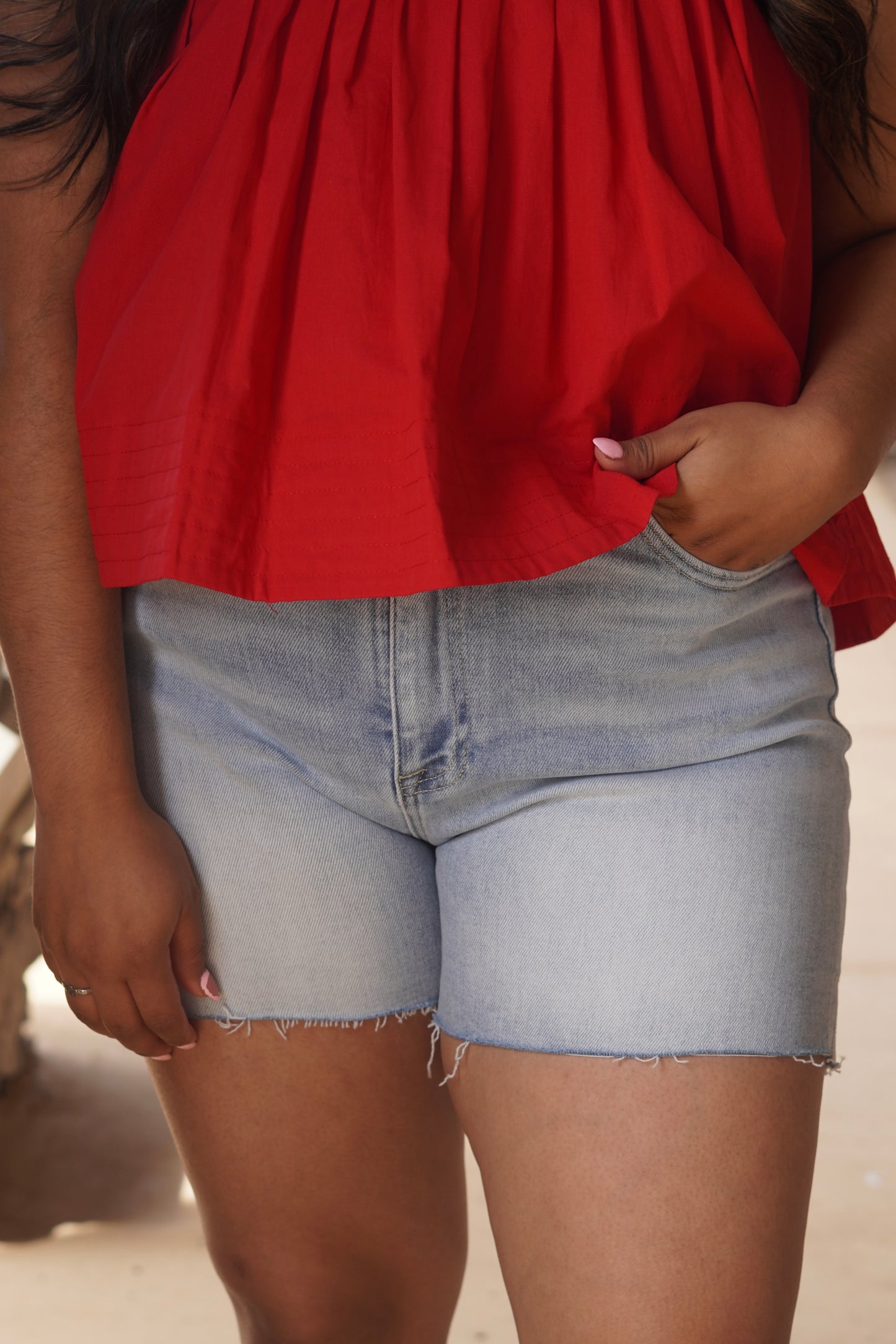 Rylie Raw Hem Denim Shorts