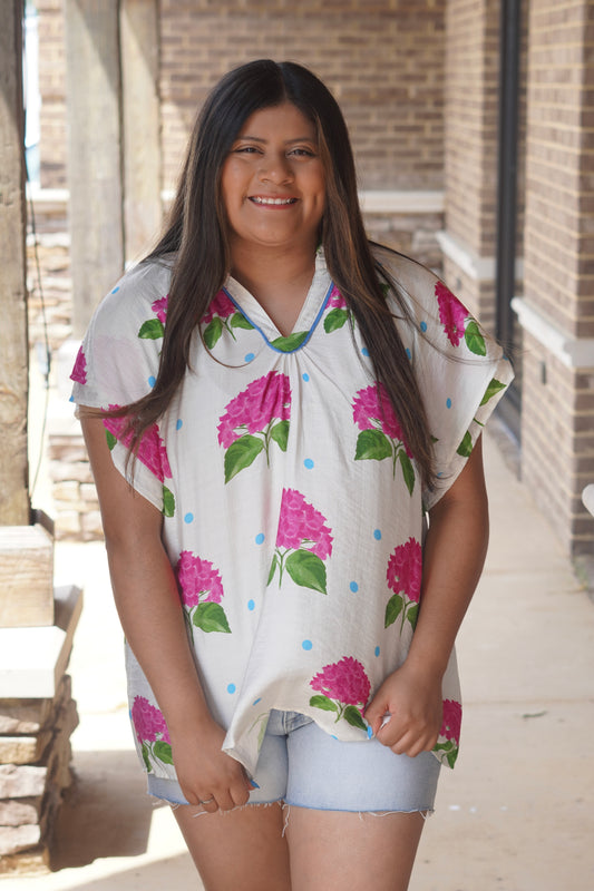 Paisley Polka Dot Floral Blouse