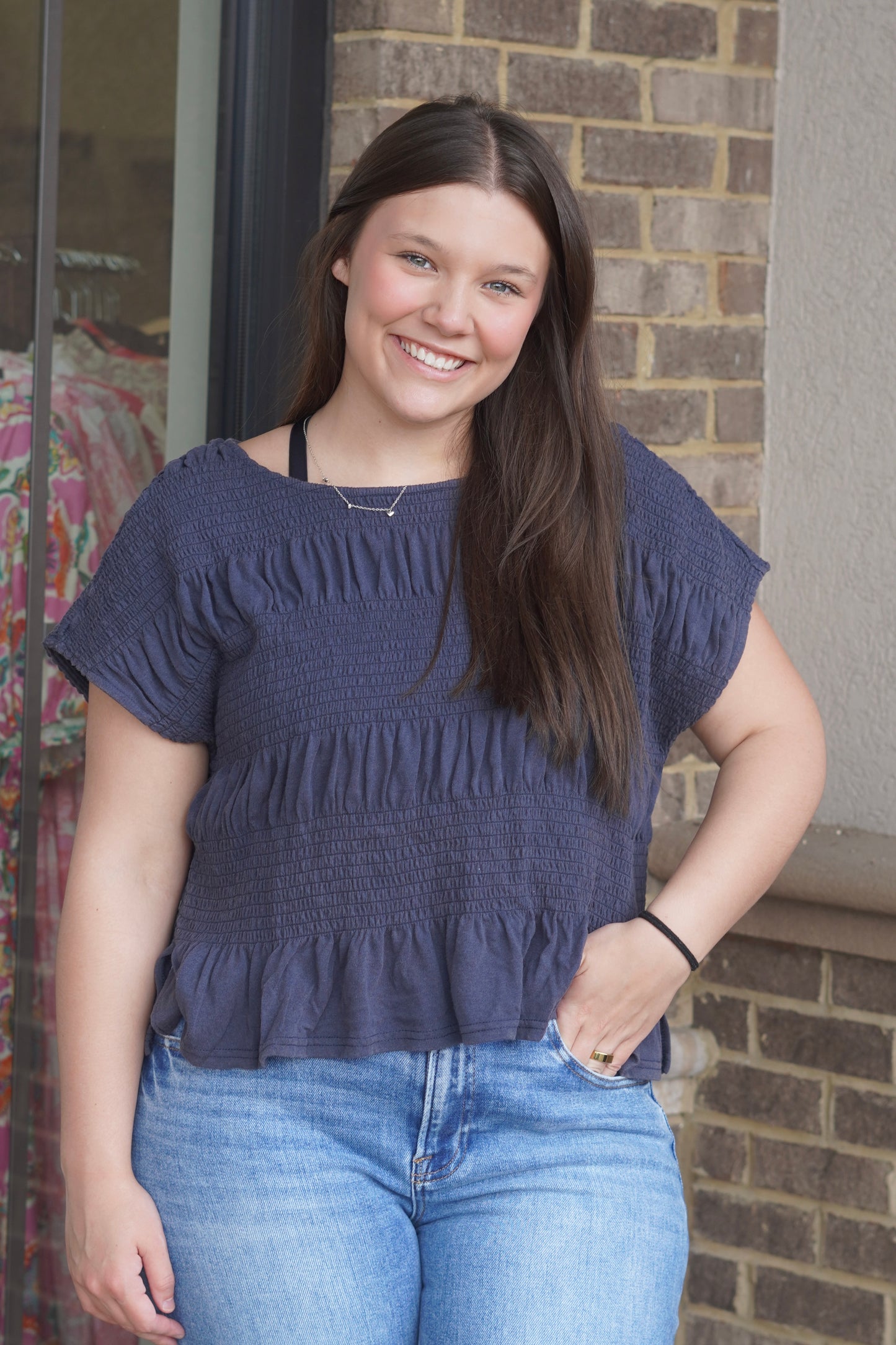 Sadie Mineral Wash Smocked Top