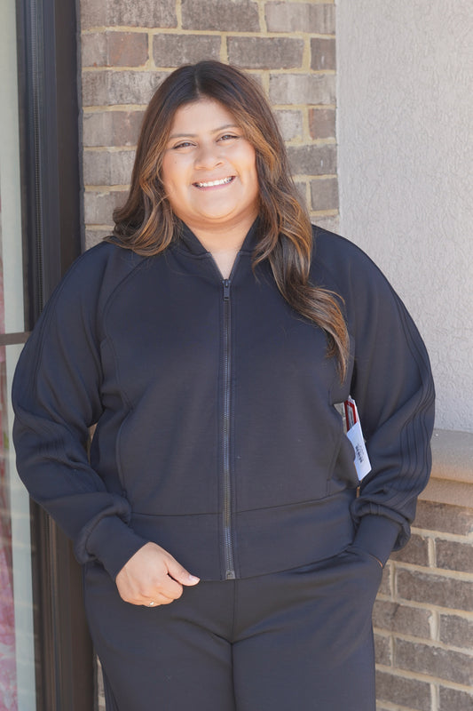 Spanx Airessentials Pintuck Track Jacket Very Black