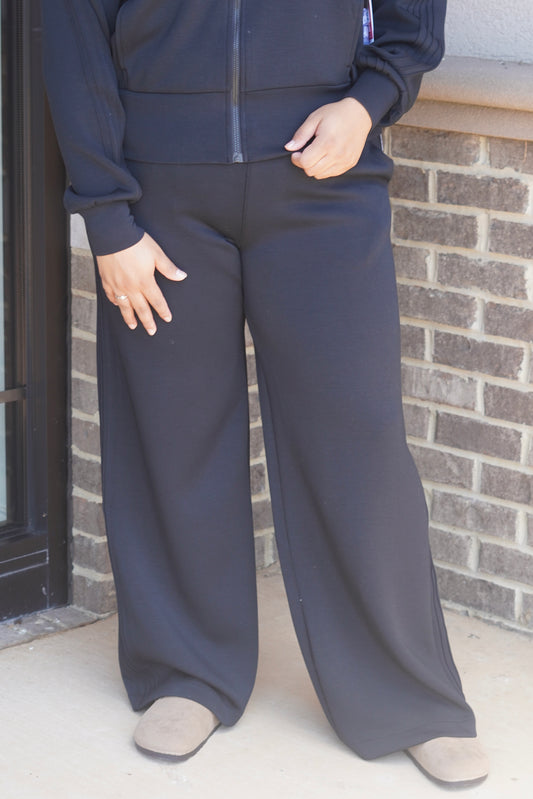 Spanx Airessentials Pintuck Wide Leg Pant Very Black