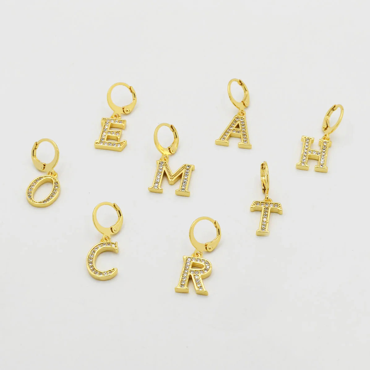 gold crystal initial charms