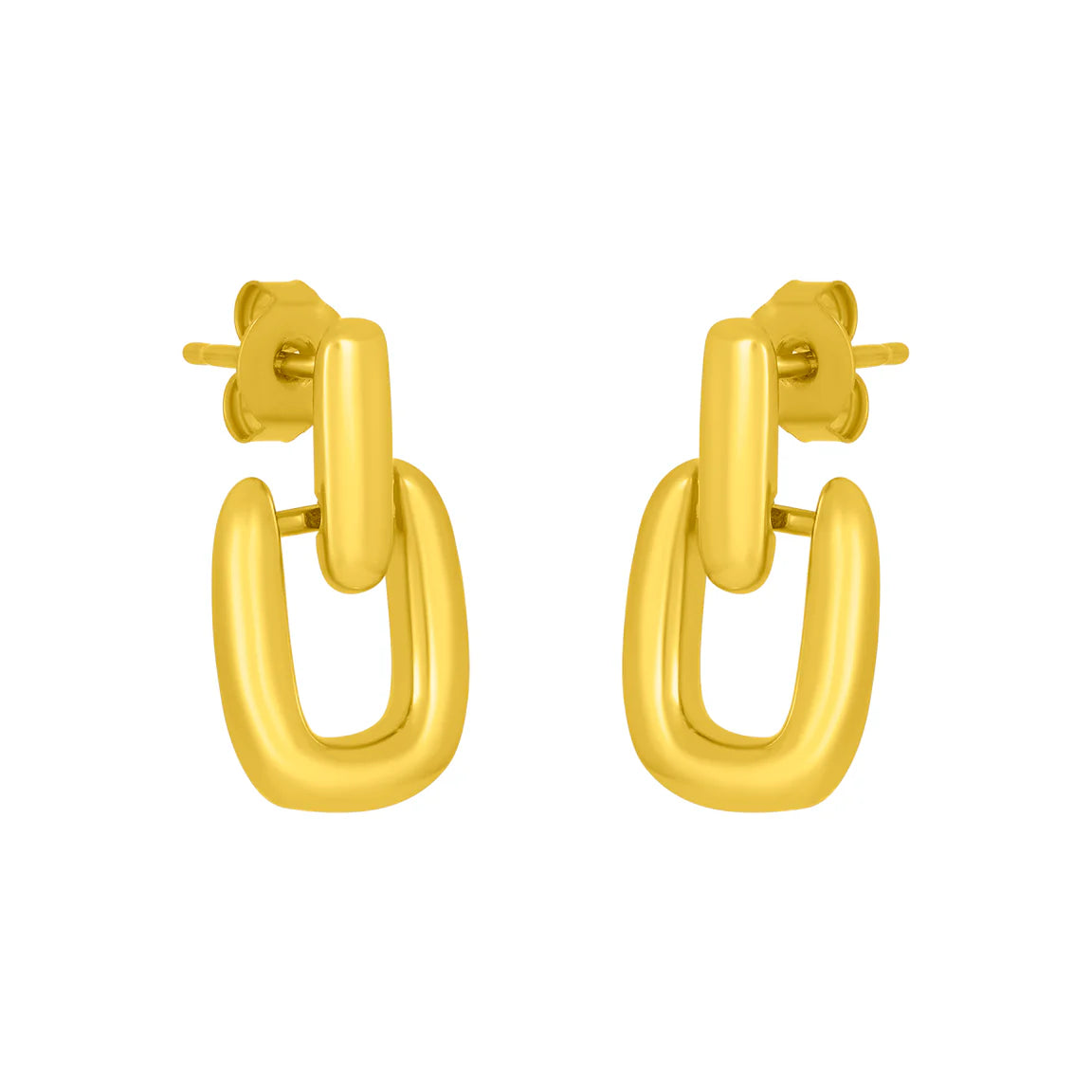 rectangular hoop stud earrings,
18k gold plated 925 sterling silver. 