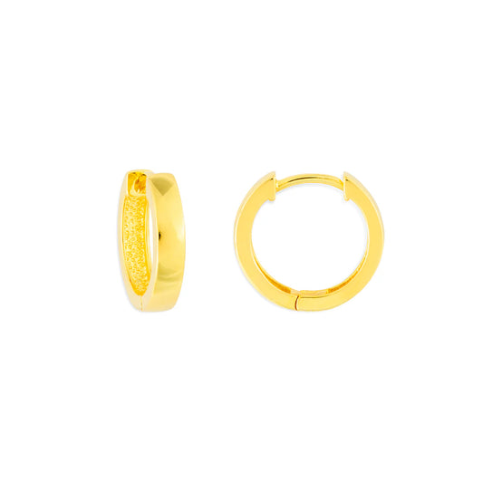 18k gold plated sterling silver. Nickel-free, 1/2" diameter, plain gold huggie 
