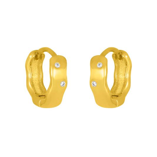 18k gold plated 925 sterling silver, cubic zirconia, Hypoallergenic, Crystal dotted huggie