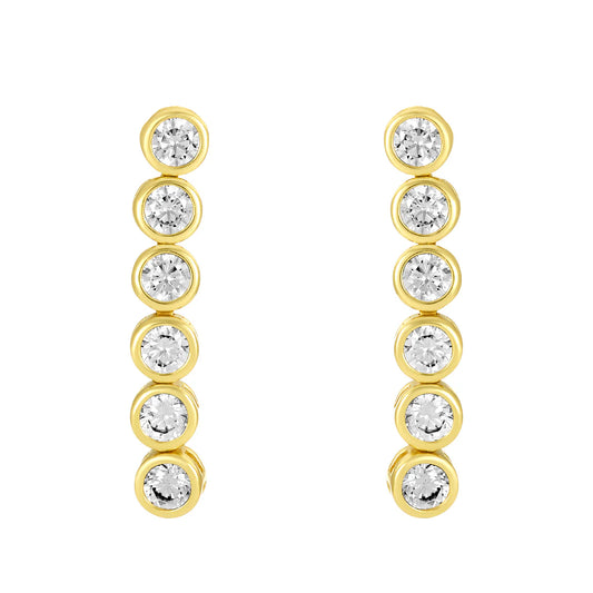 18k gold plated 925 sterling silver, 3mm cubic zirconia, 1" length, crystal dangle earrings
