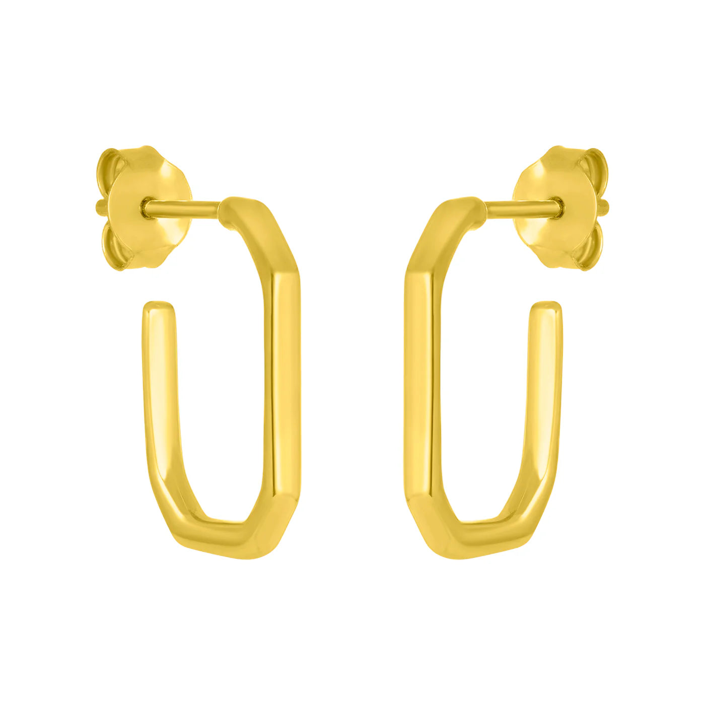 oval shaped hoops, 18k gold plated 925 sterling silver, Ear post closure.