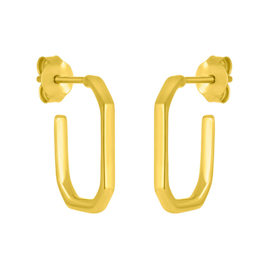 oval shaped hoops, 18k gold plated 925 sterling silver, Ear post closure.