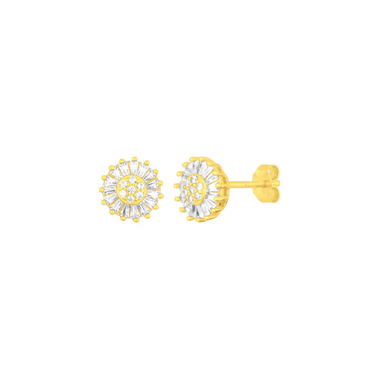 18k gold plated, nickel-free, hypoallergenic sterling silver, sunburst stud