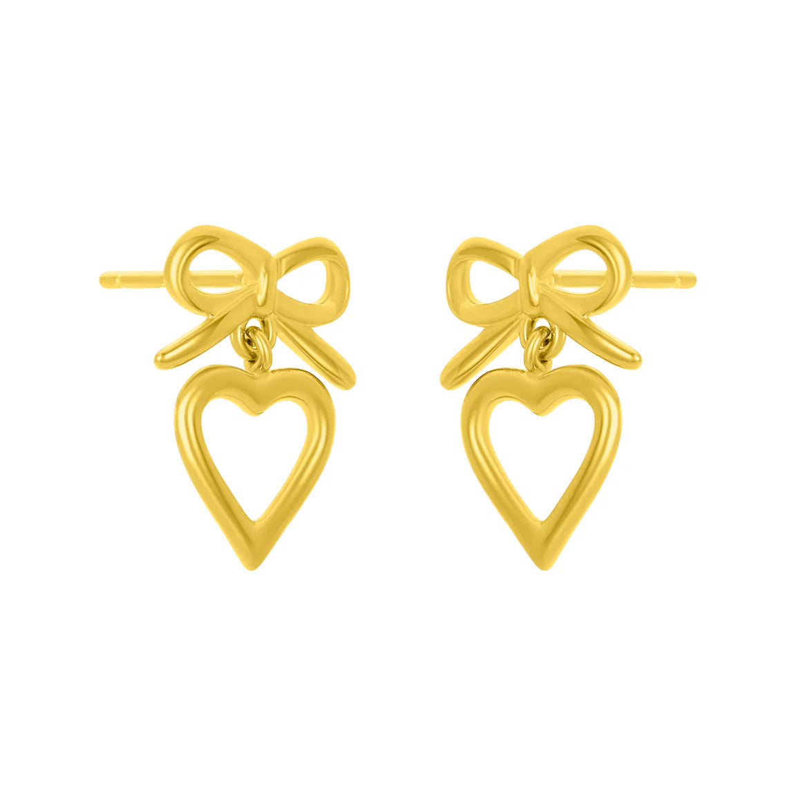 Gold dipped, bow and heart stud