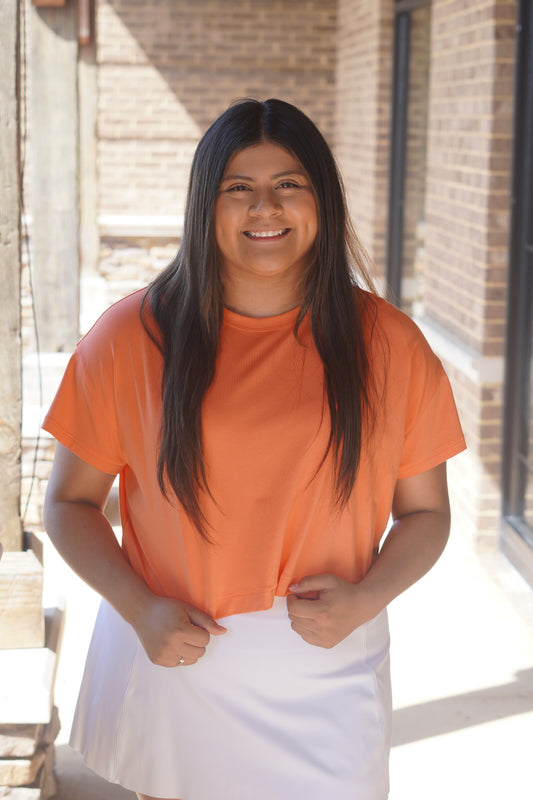 Spanx Outpace Cropped Tee Persimmon