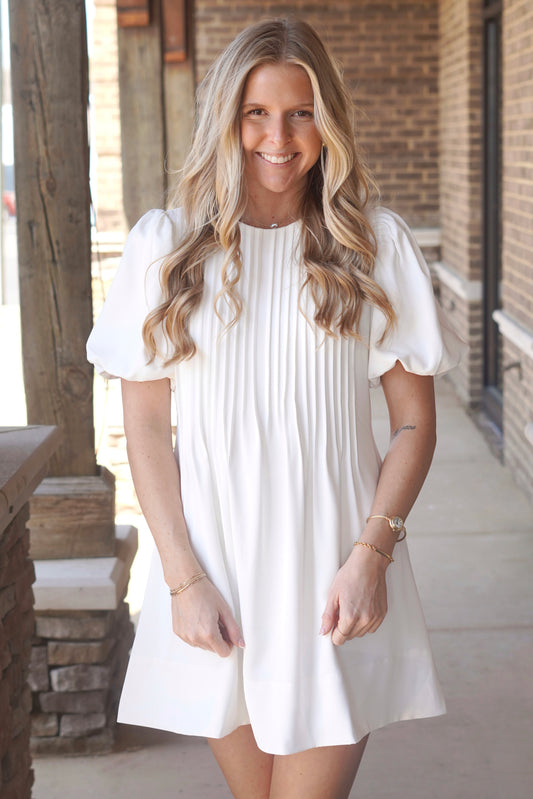 White Petal Mini Dress