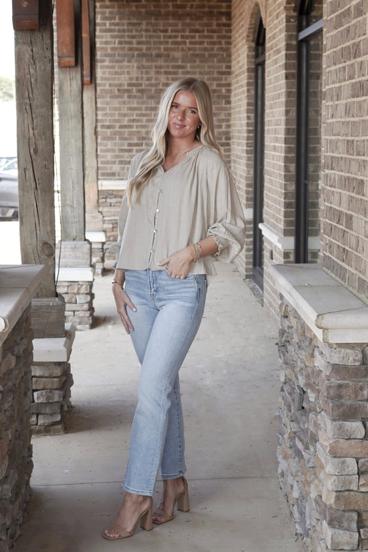 Nellie Neutral Button Blouse