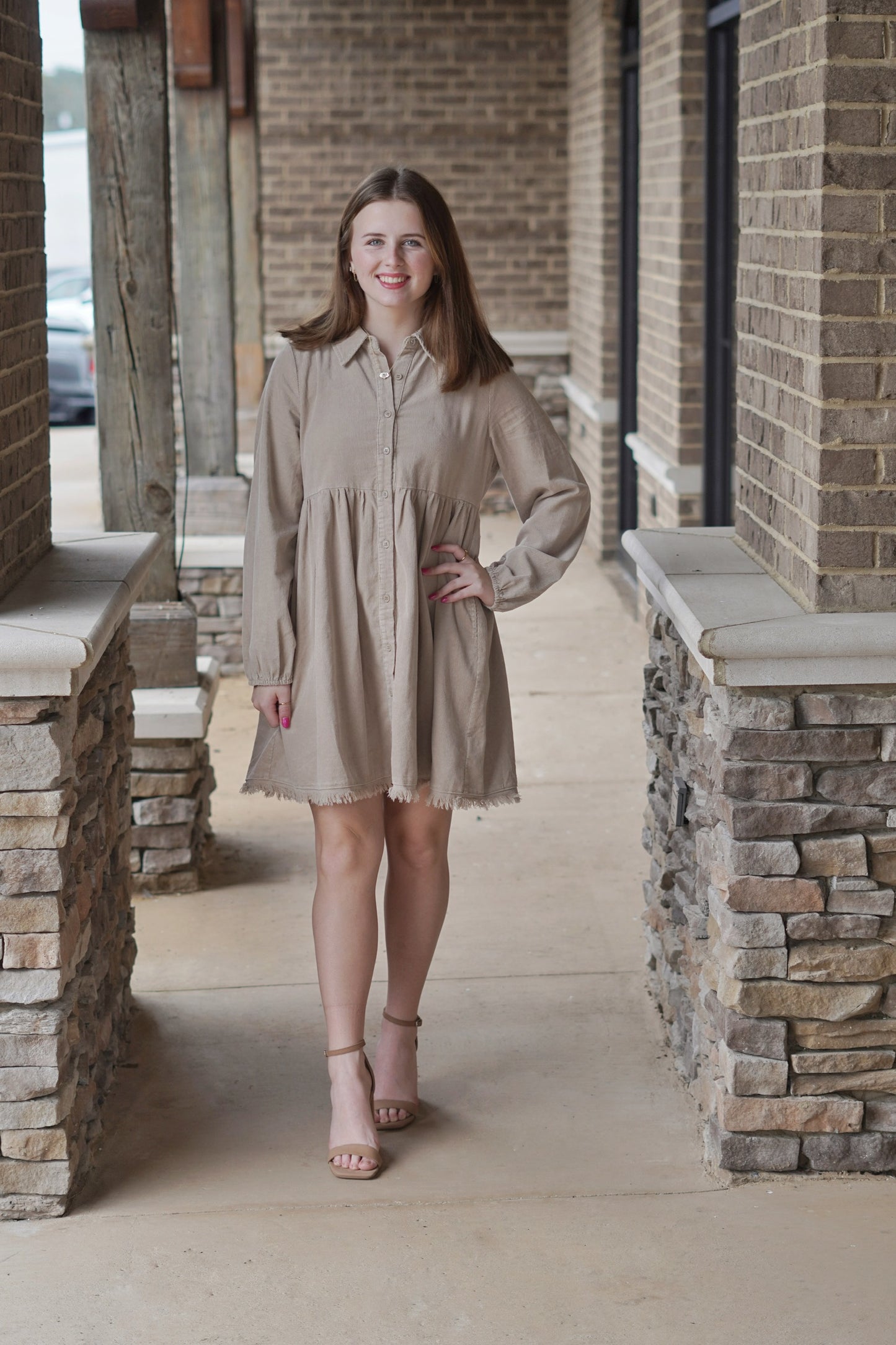 Cala Corduroy Button Down Dress