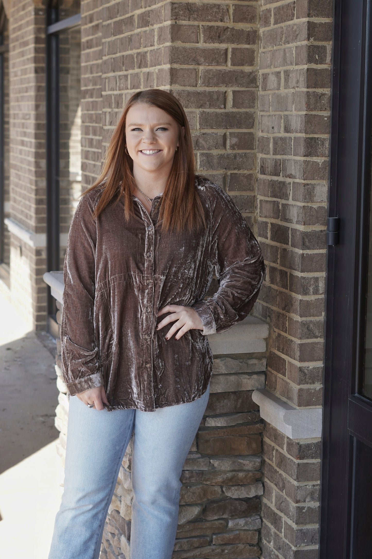 Velvet Crush Button Up Blouse