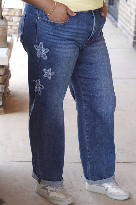 Flower Patch Barrel Jeans