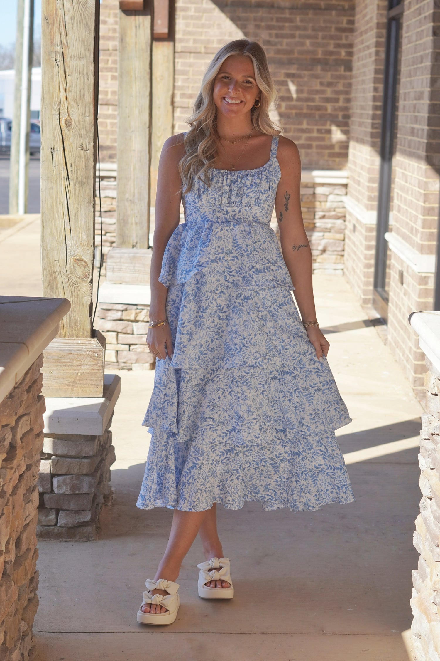 tiana midi dress Tiana Embroidered Gauze Off The Shoulder Midi Dress