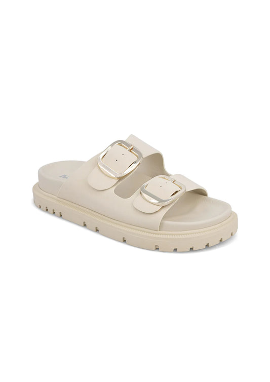Mia Seashell Slide,. dual-buckle strapped sandal, signature contoured footbed, Adjustable Buckle Straps
Color: Bone