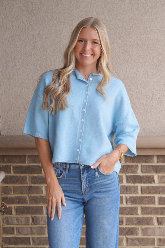 Baby Blue Button Down Top