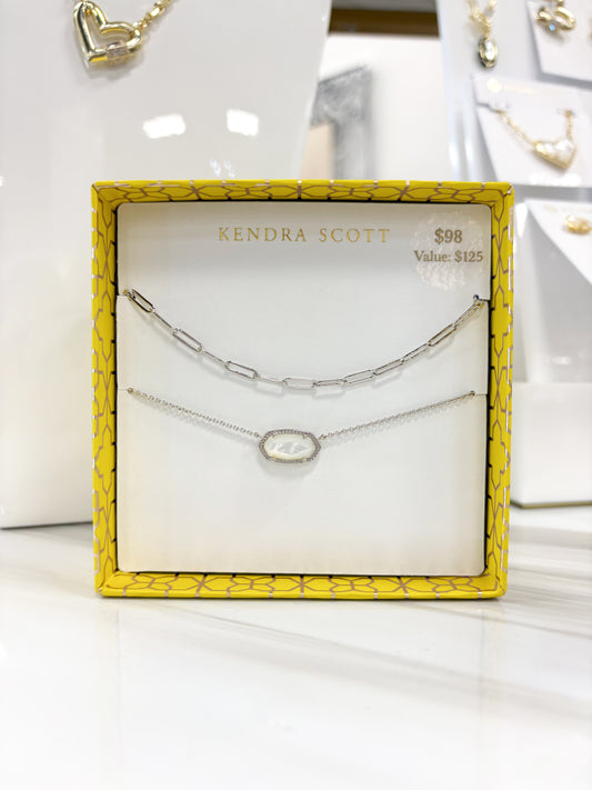 Kendra Scott Silver Elisa And Courtney Necklace Gift Set
