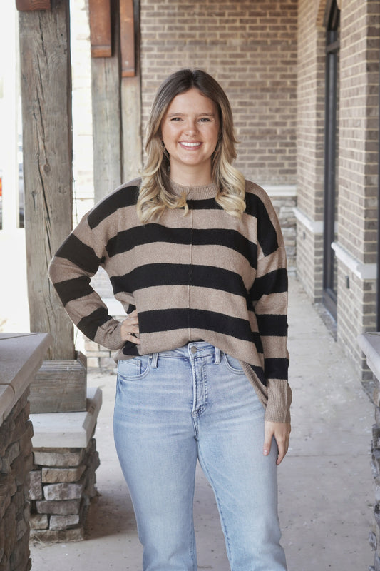 Callie Crew Neck Striped Sweater