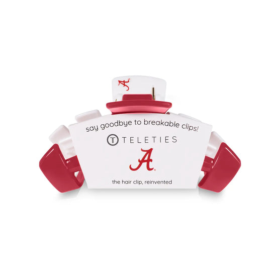 Red and White Claw Clip for Hair with University of Alabama Logo