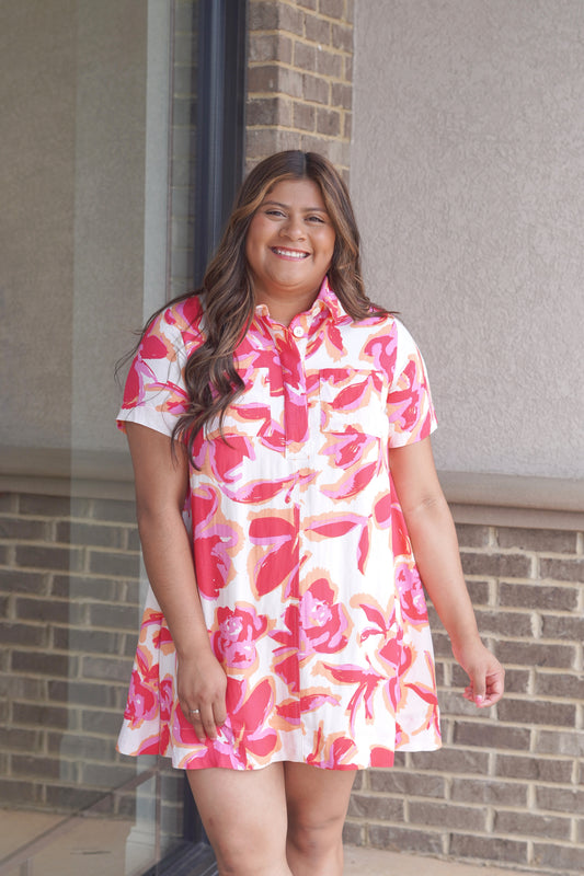 Pink Paradise Collared Dress