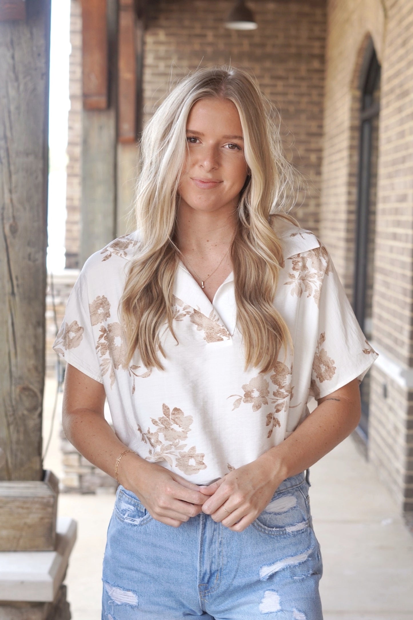 Maui Mocha Tropical Blouse