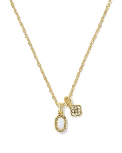 Kendra Scott Mini Elisa Dira Necklace in Bright White Opal