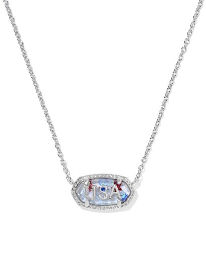 Sliver Necklace with 'USA' pendant on a texture frame 
