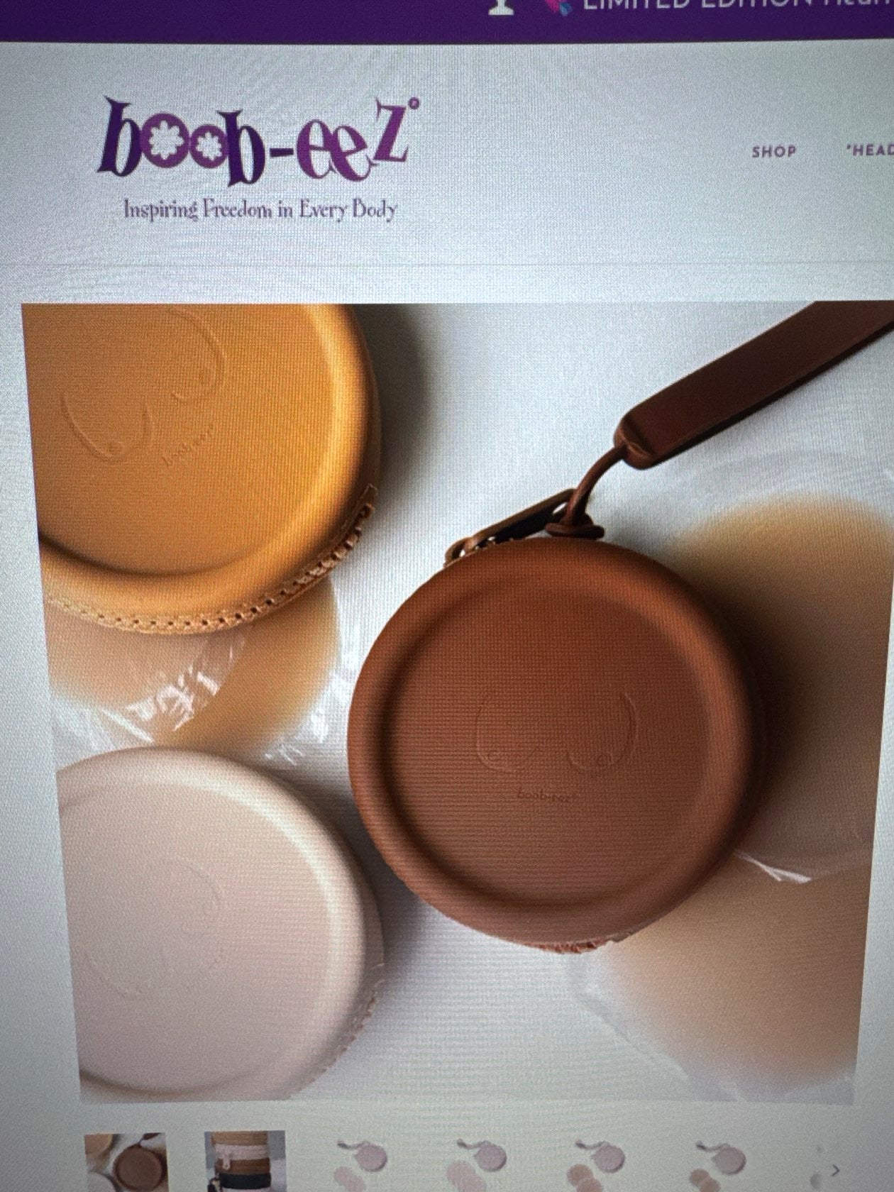 circular silicone travel case in light pink, brown, camel 