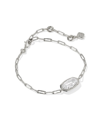 Silver chain bracelet with clear pendant and clasp closure