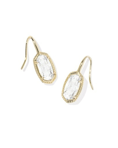 Gold drop earrings with white pendant 