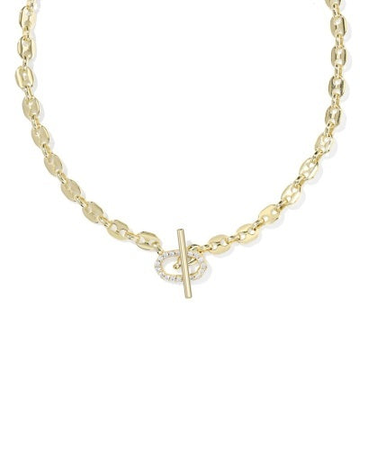 Gold Crystal Toggle Link And Chain Necklace 