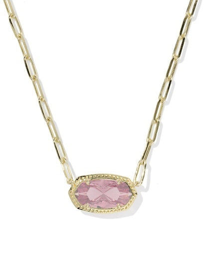 Gold chain necklace with light purple oval pendant