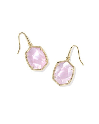Kendra Scott Daphne Frame Drop Earrings Light Pink Mother of Pearl